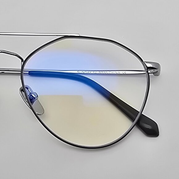Diff Eyewear Sunday Silver Grey Frame Blue Light Blocking Lens Aviator Glasses - Picture 12 of 15